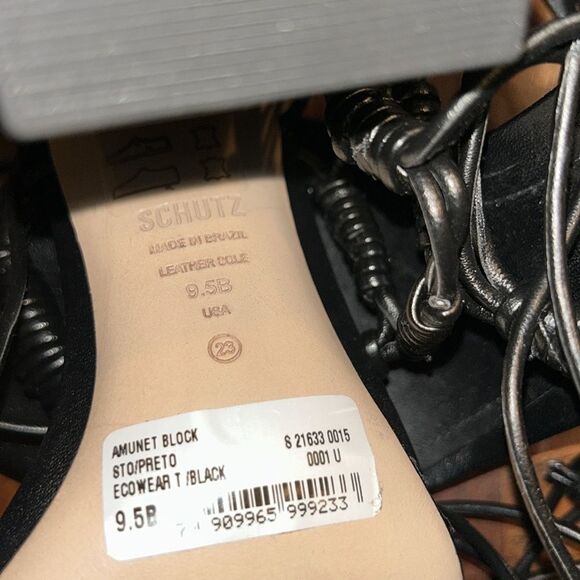 Schutz Black Leather Strappy Sandals(Size 9.5B) - Picture 8 of 9